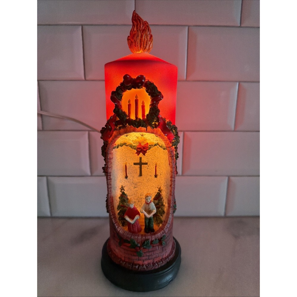 Vintage Christmas Candle Blown Mold Hard Plastic With Choir Singers ES003